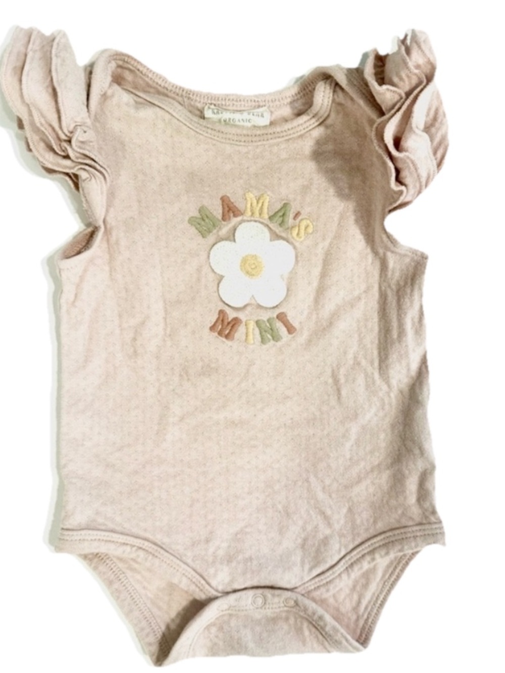 Rabbit + Bear Organic Cotton Pink Floral Ruffle-Sleeve One-Piece